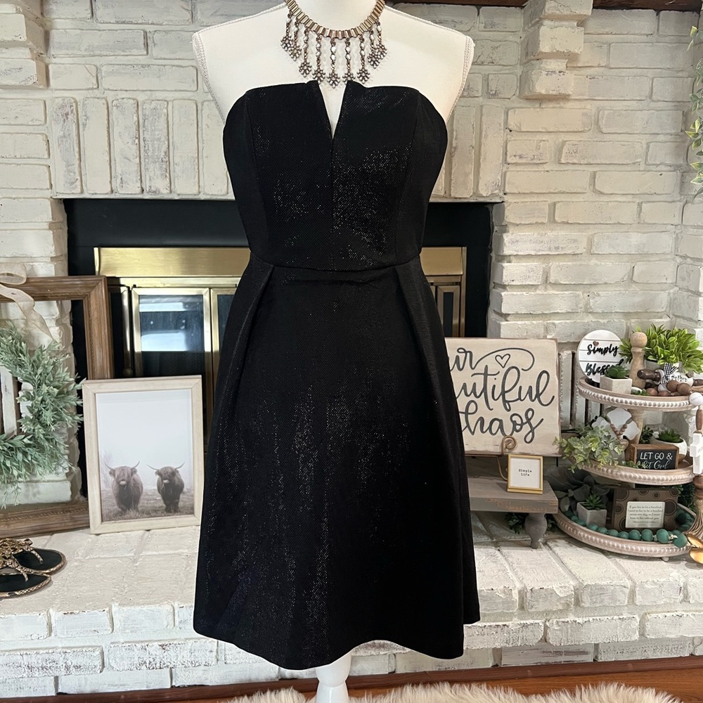 Everly Shimmering Black Strapless Dress